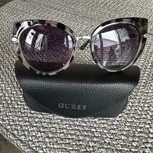 Guess Women's Cat-Eye Sunglasses - Oyster Shell and Silver Accents + case $50